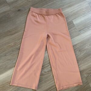 Roolee Wide Leg Set Women Small Beige Rib Crop pant